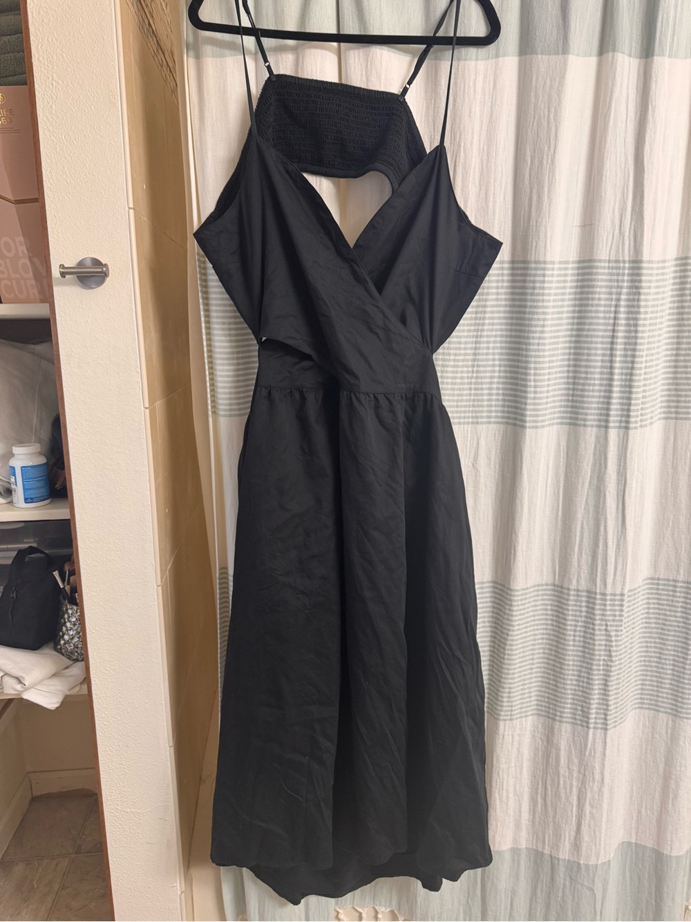 Black Spaghetti-Strap Midi Dress - , Women's